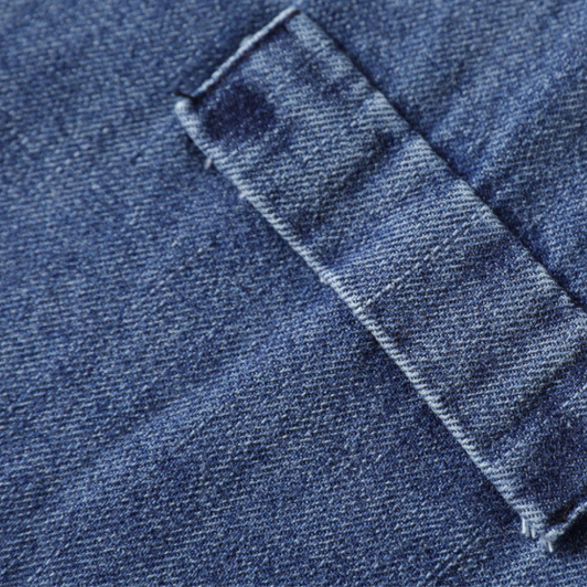 Vestido camisero vaquero de manga corta con patchwork