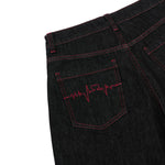 Embroidered Raw Denim Vintage Washed Loose Straight‑Leg Jeans