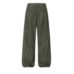 Striped Corduroy Patchwork Relaxed Fit Multi-Pocket Utility Cargo Pants