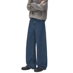 Old Money Style Dark Blue Straight‑Leg Vintage Denim Jeans
