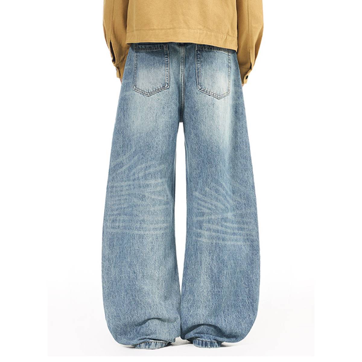 Vintage Washed High Waist Distressed Relaxed Straight Leg Denim Jeans