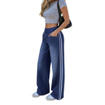 Women's Side Stripe Stretch Wide Leg Jeans