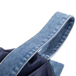 Women's Denim Bow Strappy Mini Dress