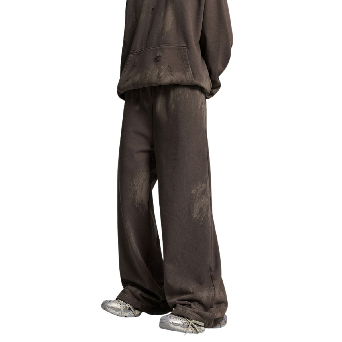 Heavy Paint‑Splatter Worn‑Distressed Straight‑Leg Pants