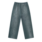 Monkey Wash Ripped Distressed Curved Wide Leg Cotton Sweatpants