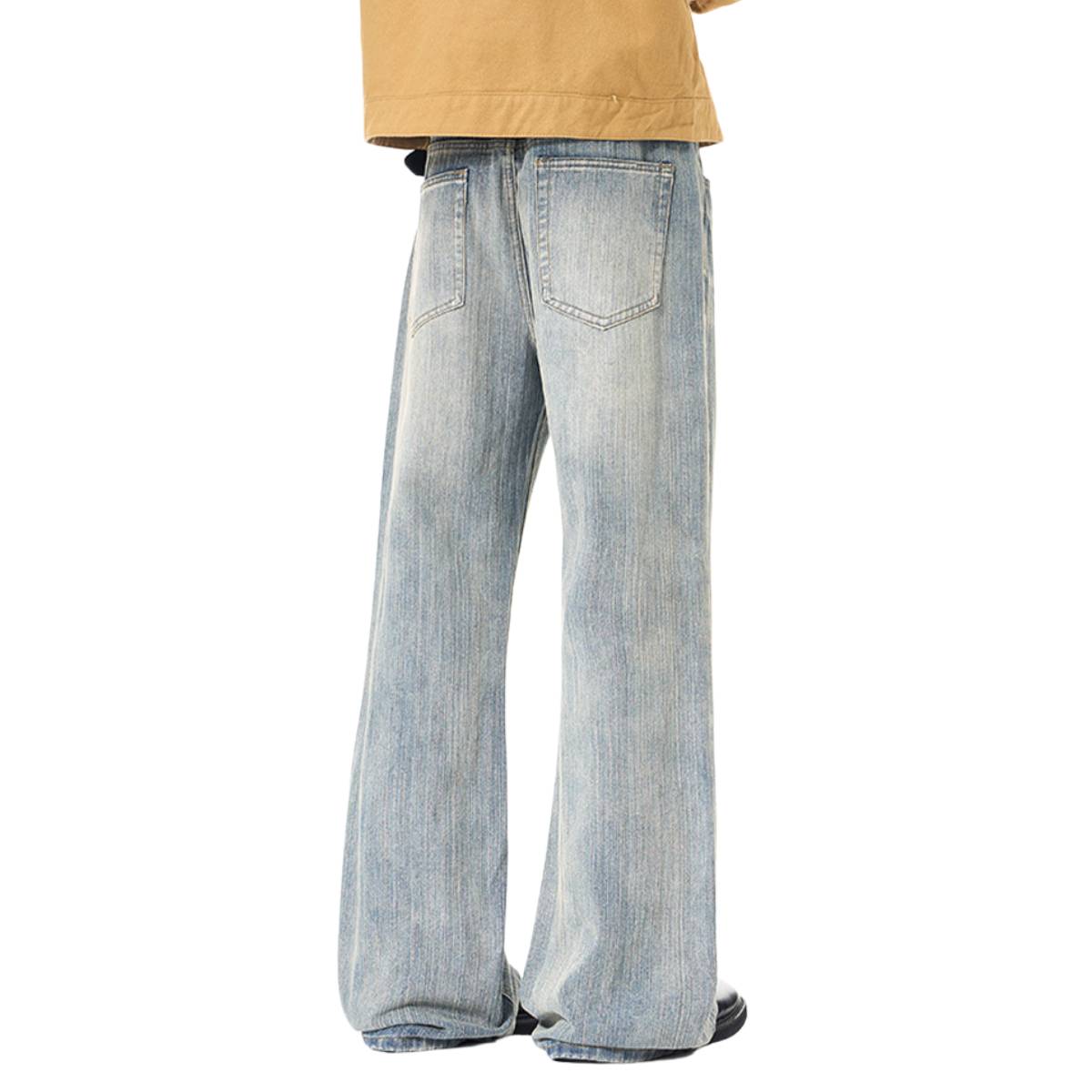 Gradient Washed High Rise Curved Leg Loose Wide Leg Denim Jeans