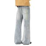 Gradient Washed High Rise Curved Leg Loose Wide Leg Denim Jeans