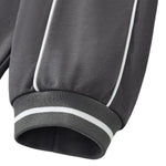 V Neck Contrast Color Drop Shoulder Sweatshirt Loose Fit Ribbed Cuffs