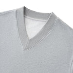 Boxy Short‑Wide V‑Neck Sweatshirt With Gathered Lantern Puff Sleeves