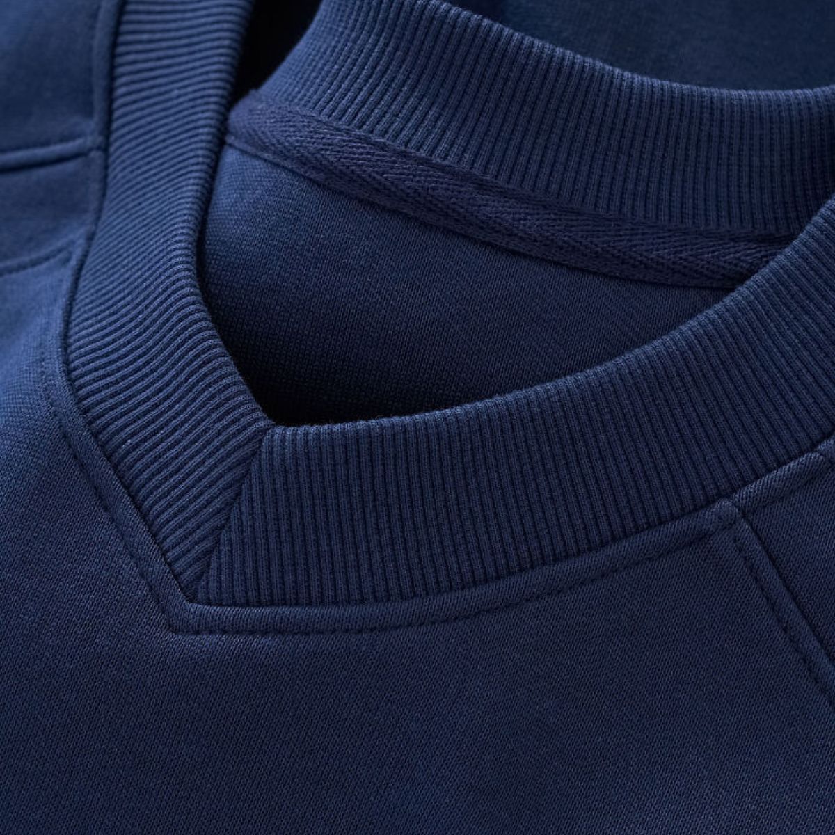 Drop‑Shoulder Spliced Cutaway Small V‑Neck Composite Crew Neck Sweatshirt