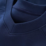 Drop‑Shoulder Spliced Cutaway Small V‑Neck Composite Crew Neck Sweatshirt