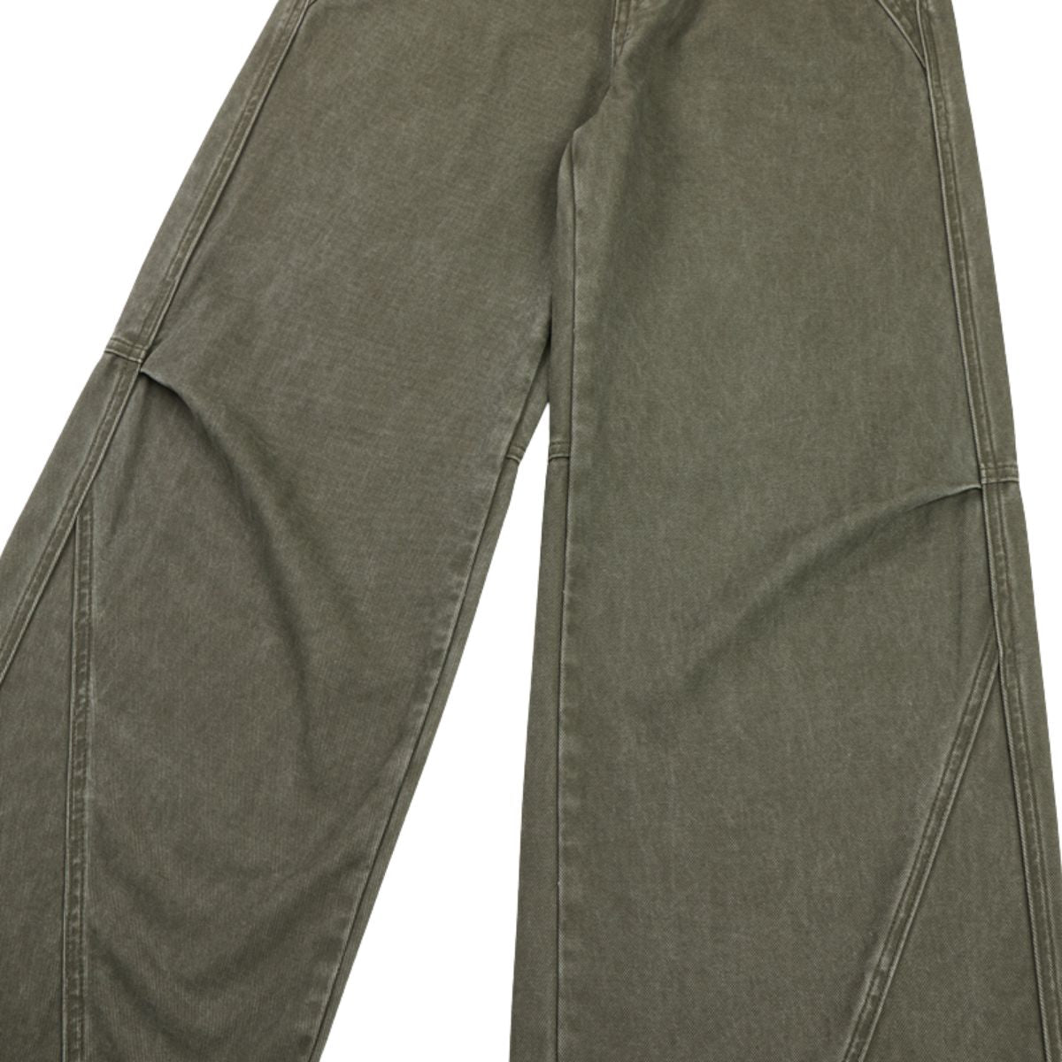 Vintage Washed Seam‑Detail Wide Leg Trousers
