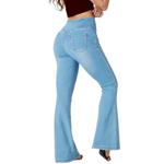 Crossover Waist Knit Denim Bootcut Pants