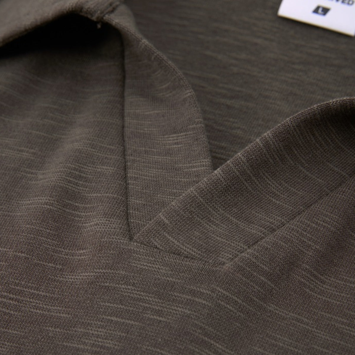 Retro Boxy Wool Blend Seagull Collar Polo Shirt