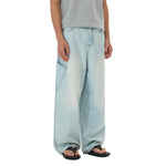 Faded Bleach Geometric-Pocket Baggy Jeans
