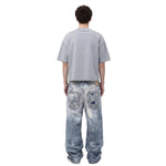 West Coast Double Waist Denim Texture Wide Leg Pants