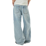 Wash Destroyed Pleated Baggy Jeans
