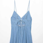 Falda vaquera con bordado de perlas y lavado vintage