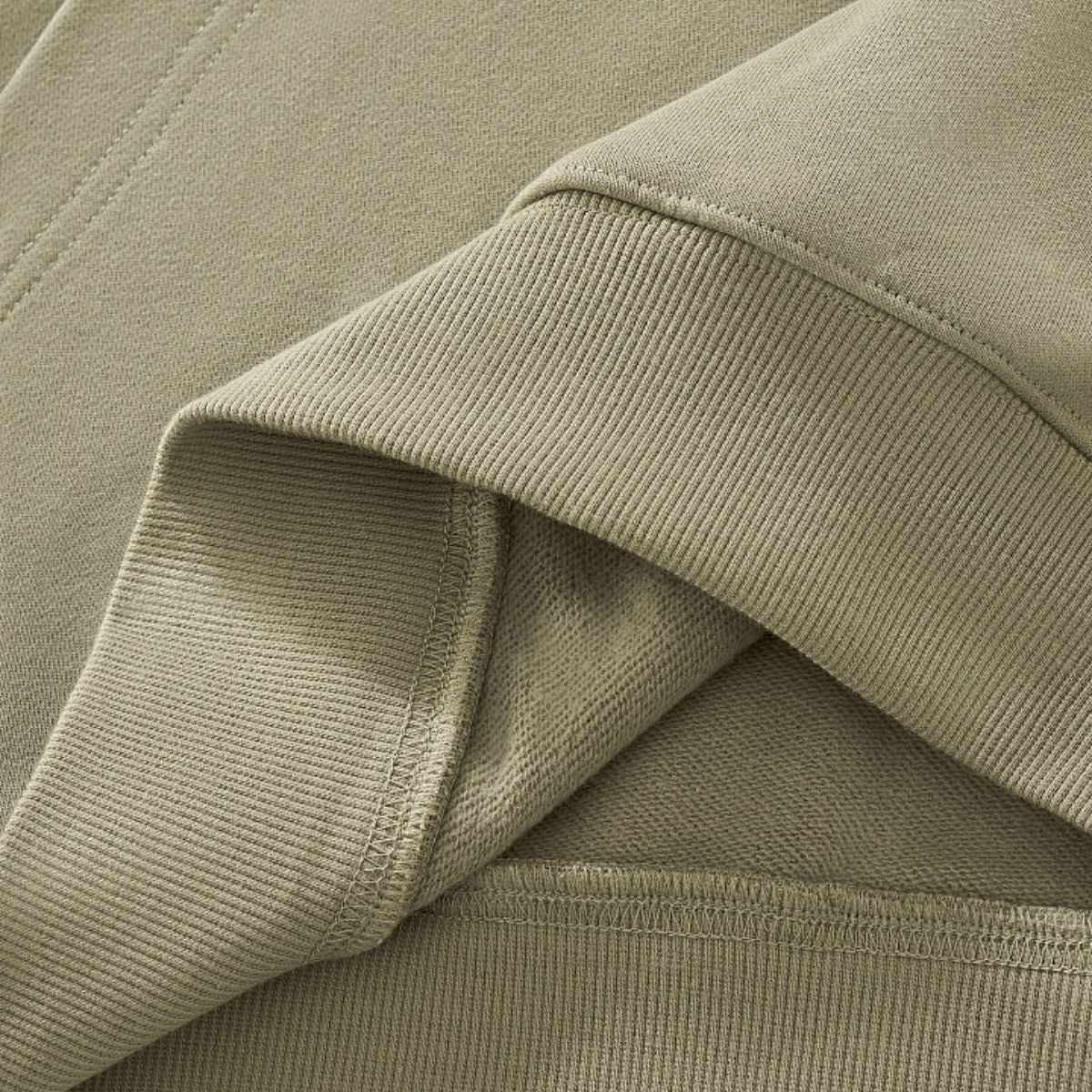 Hooded Terry Sweatshirt With Stacked Ruched Cuffs