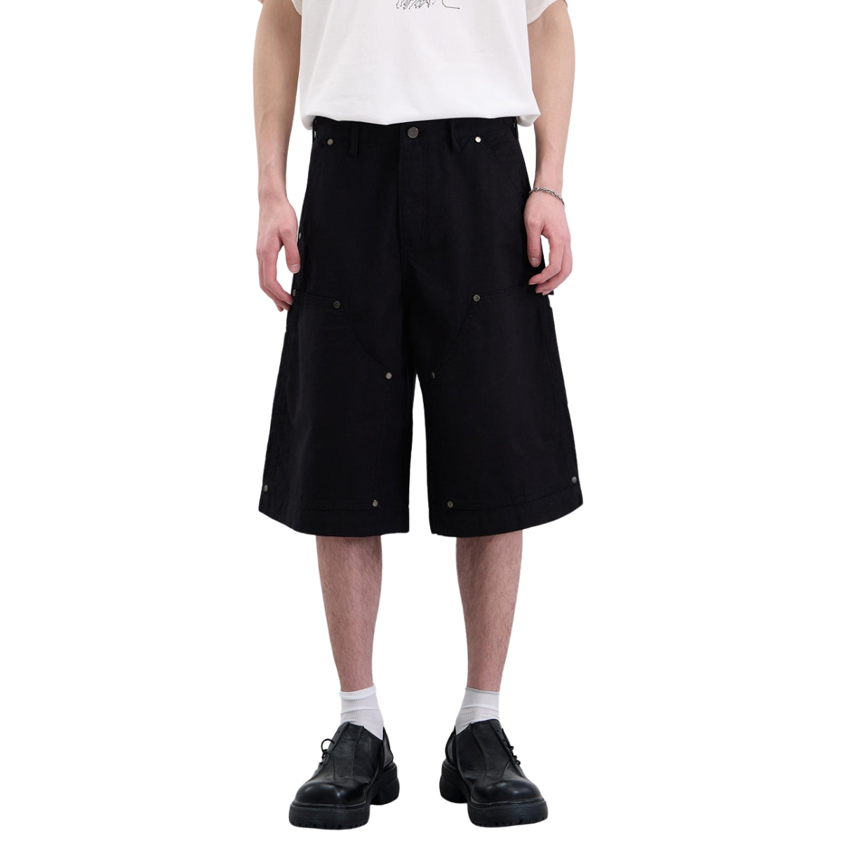 Rivet Detail Baggy Bermuda Cargo Streetwear Denim Pants Shorts