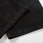 Artistic Brown Fade Geometric Stitching Black Denim Wide Leg Jeans