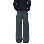Raw Denim Jeans with Teal Multi‑Button Fly Design