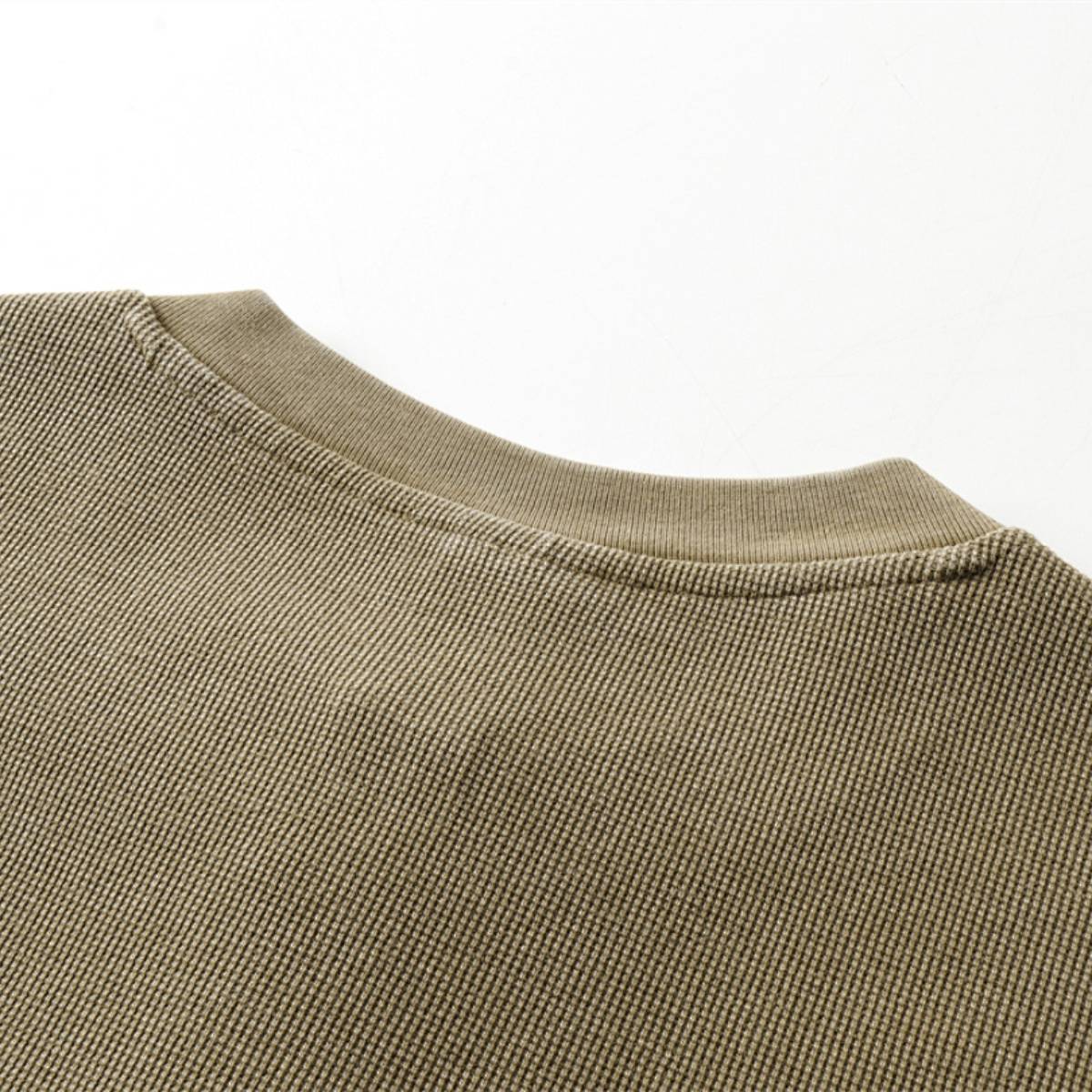 Casual Waffle Fabric Button Neck T-Shirt