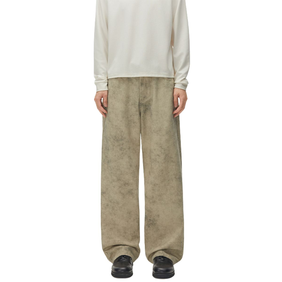 Marble Print Loose Straight Trousers