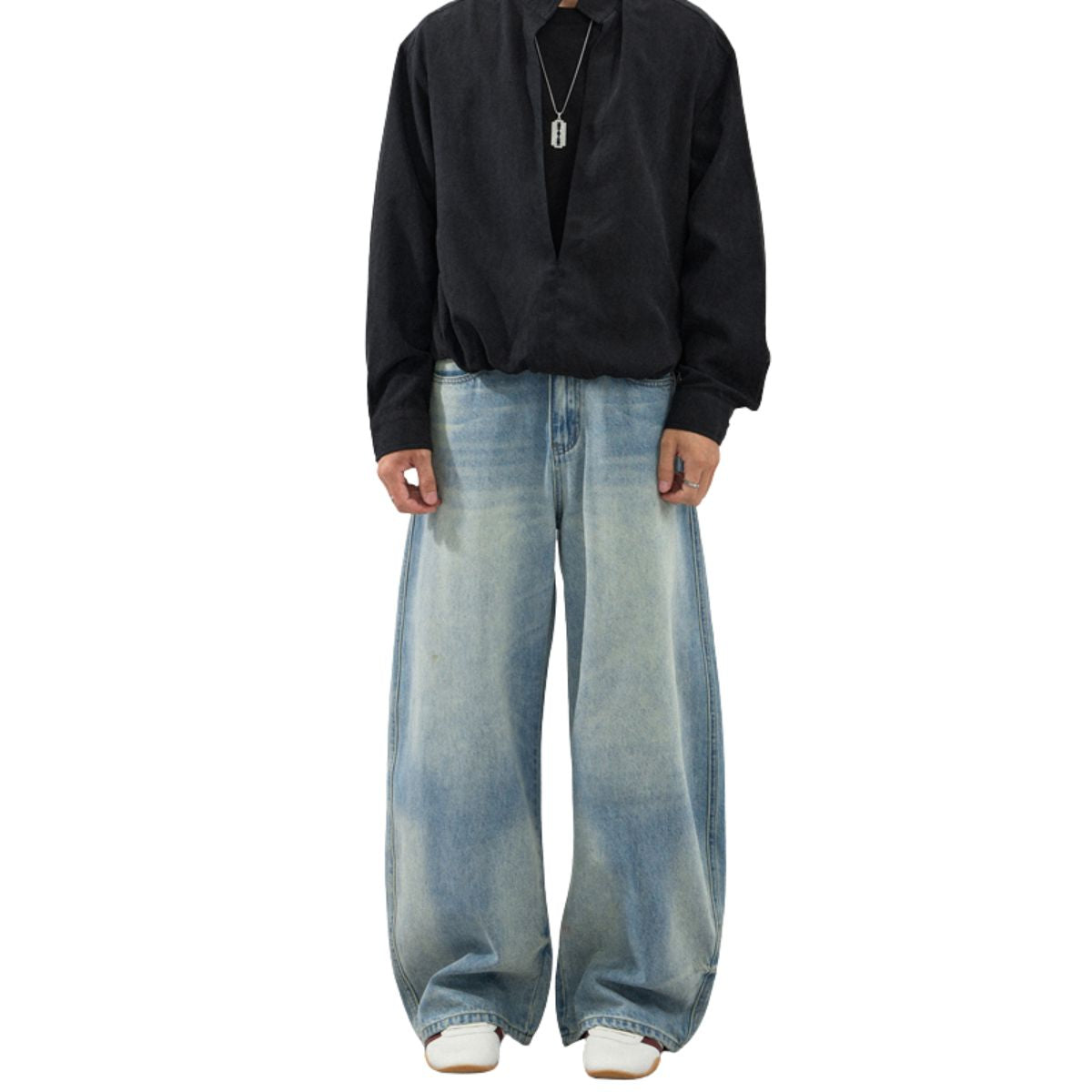 Vintage Light Blue Baggy Wide‑Leg Jeans