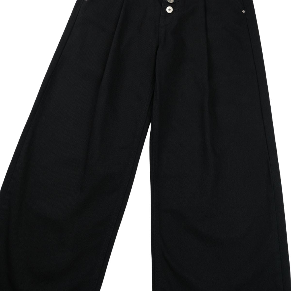 Button‑Fly Pleated Wide Leg Trousers