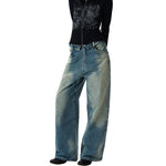 Fold Waist Wide Leg Jeans