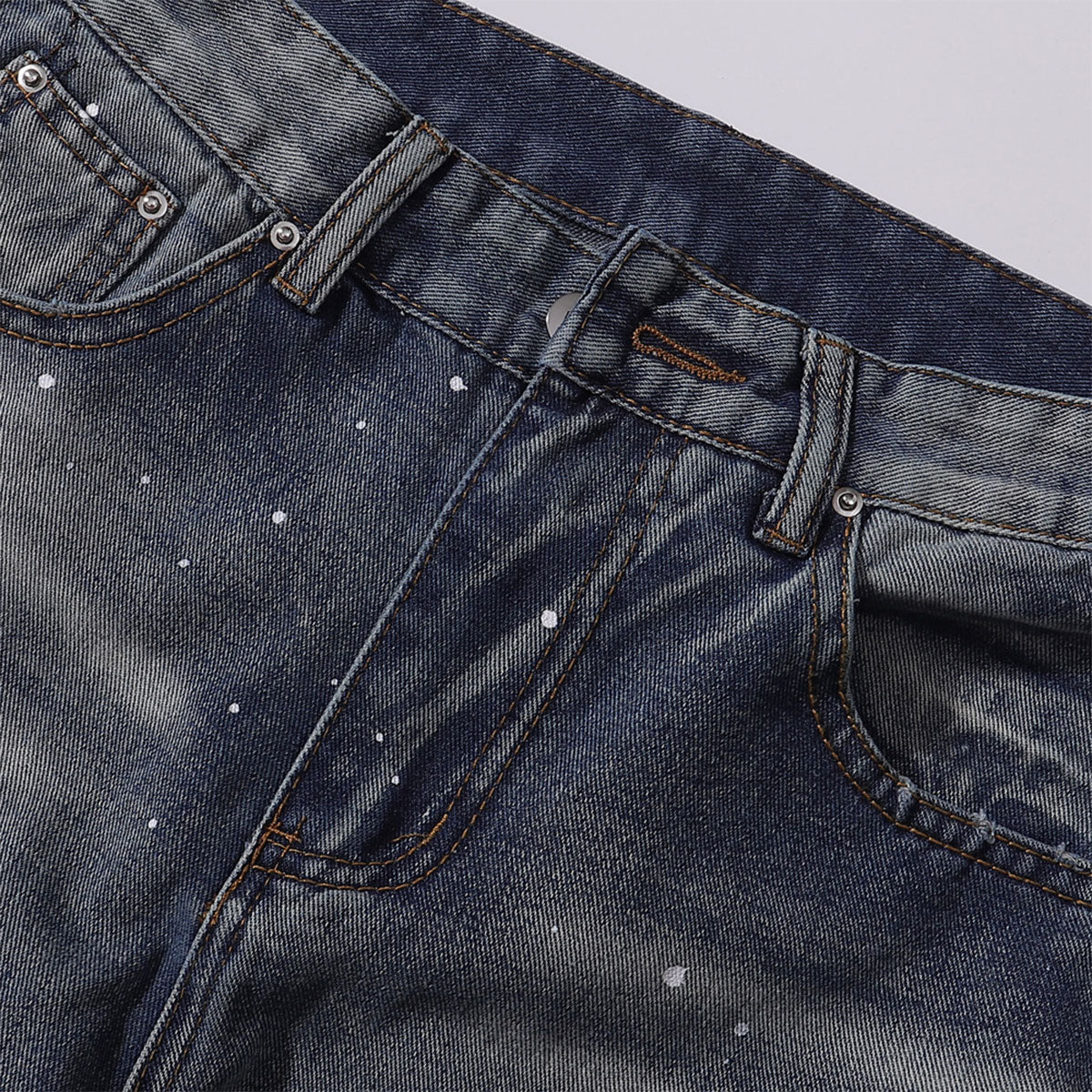 Splatter Wash Distressed Wide Leg Jeans