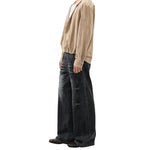Gray Washed Workwear‑Style Wide‑Leg Jeans