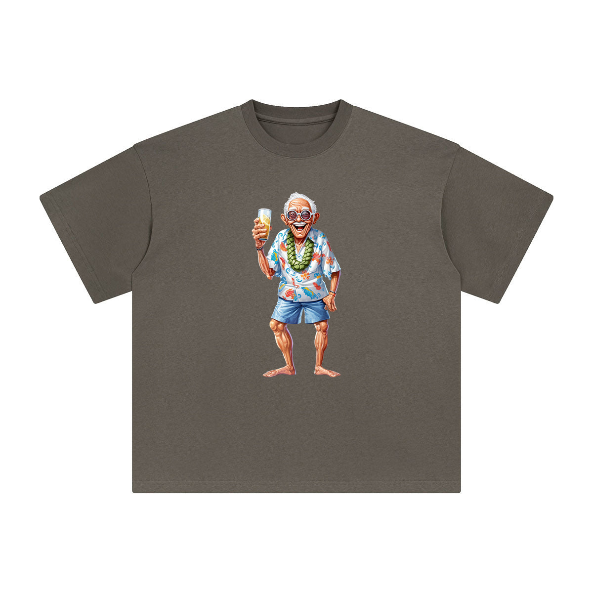 Grandpa Drinking Beer Graphic Tee-INNBLAC Fashion Apparel