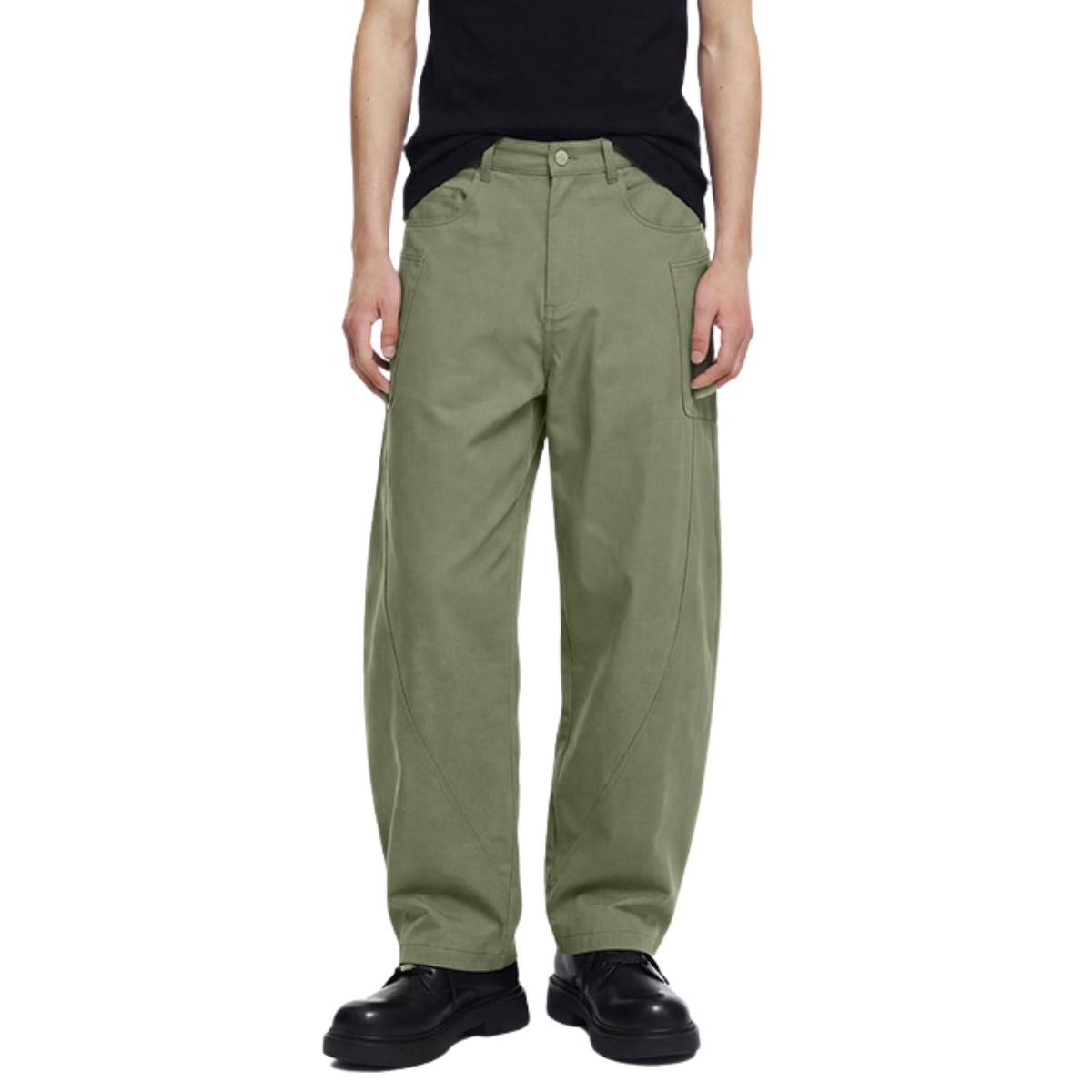 Pantalones de algodón con pierna ancha y color liso