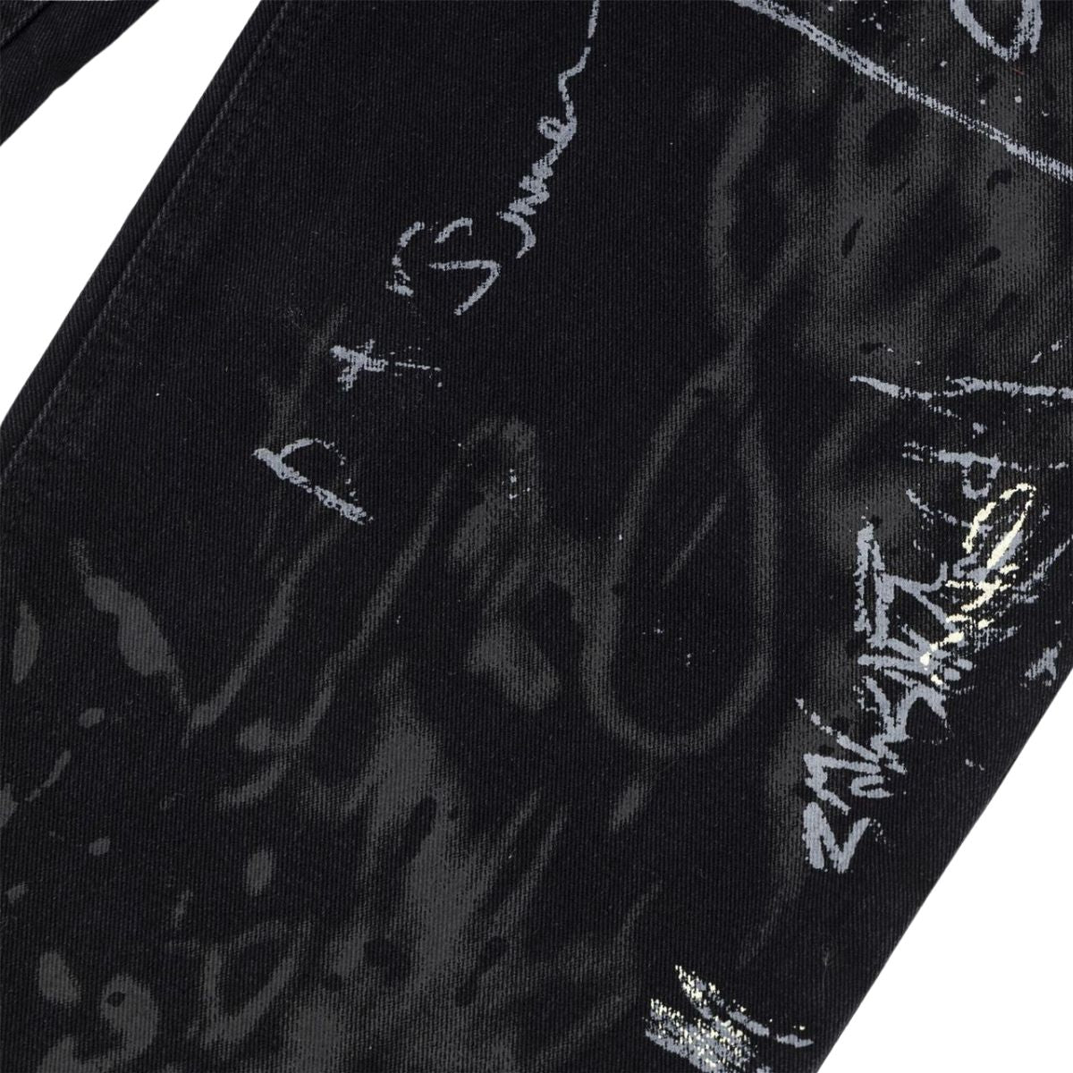 Smoke Rise Graffiti Black Wide-Leg Printed Jeans
