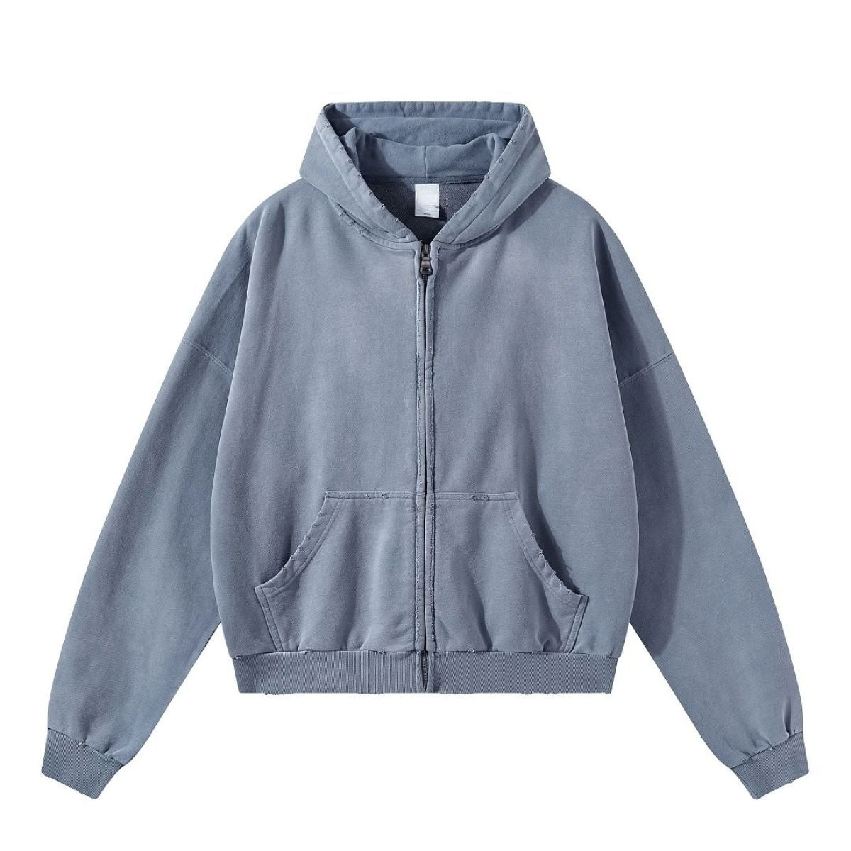 Monkey Wash Ripped Distressed Cotton Pullover Hoodie