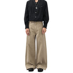 Seam‑Detail Wide‑Leg Twill Pants