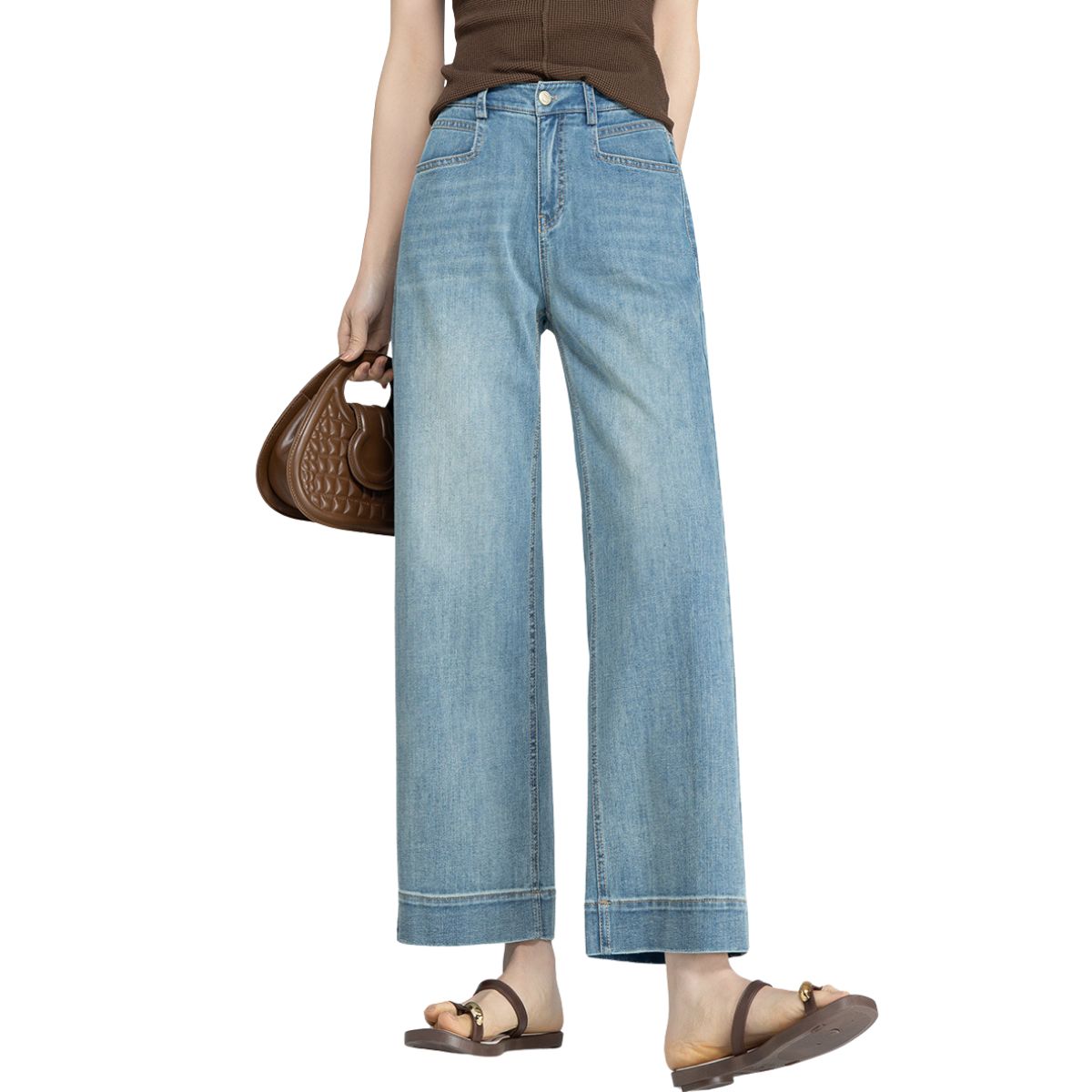 Risen Jeans Straight-Leg Washed Ankle Jeans