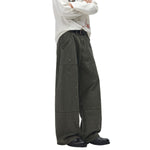 Paint‑Splatter Spliced Dark‑Green Loose Casual Pants