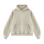 Vintage Washed Distressed Curved‑Sleeve Fleece‑Lined Hoodie