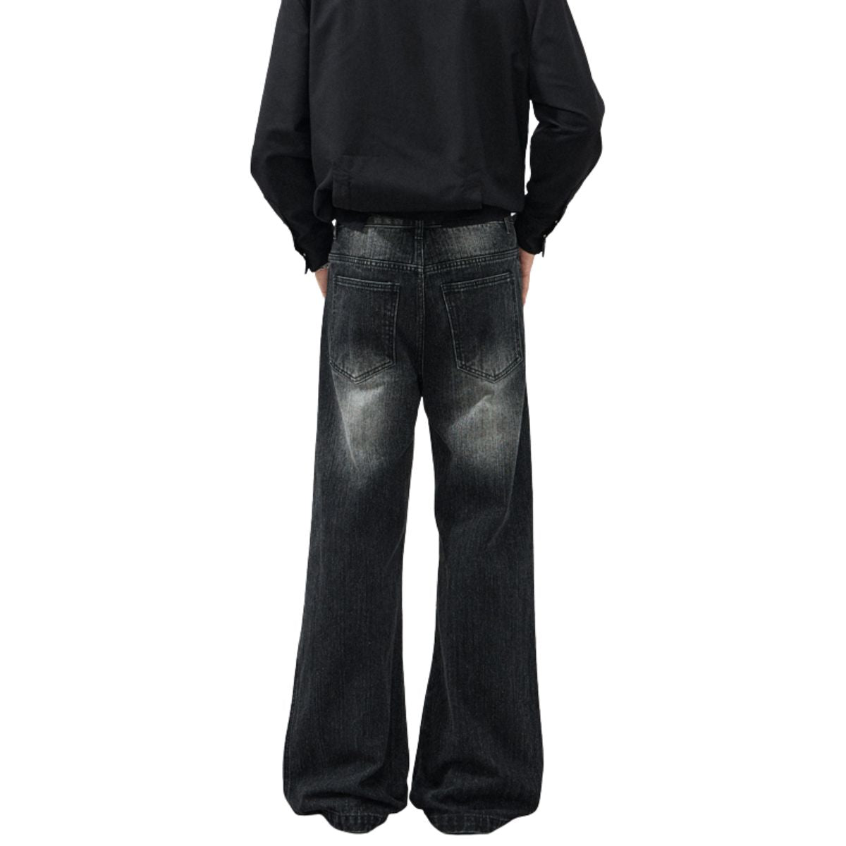 Vintage Washed Black Wide‑Leg Jeans