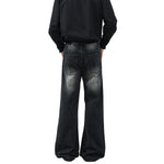 Vintage Washed Black Wide‑Leg Jeans