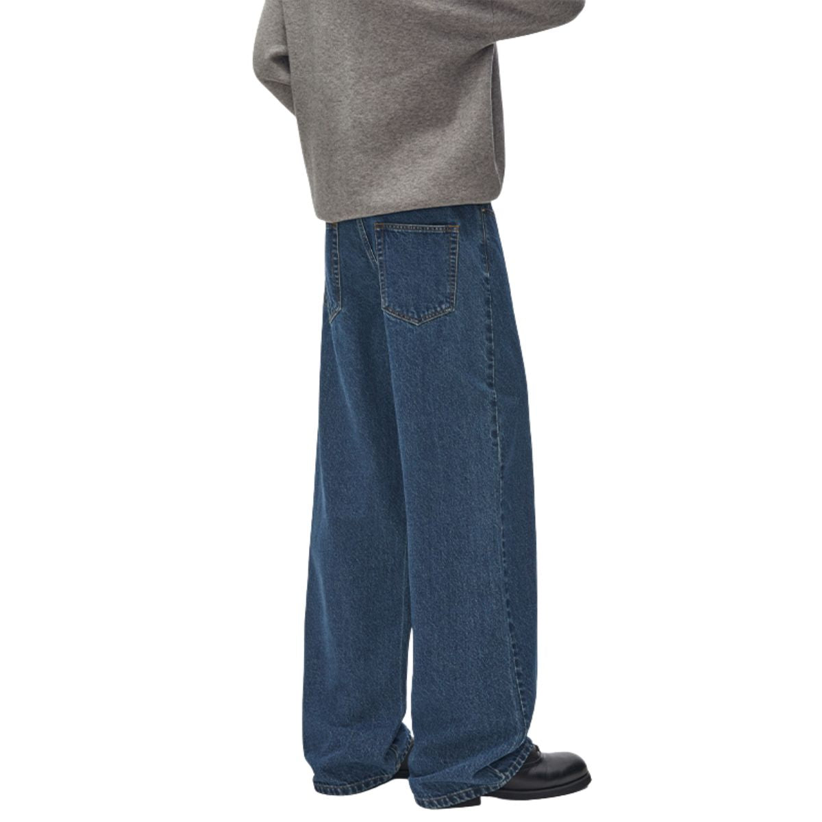 Old Money Style Dark Blue Straight‑Leg Vintage Denim Jeans