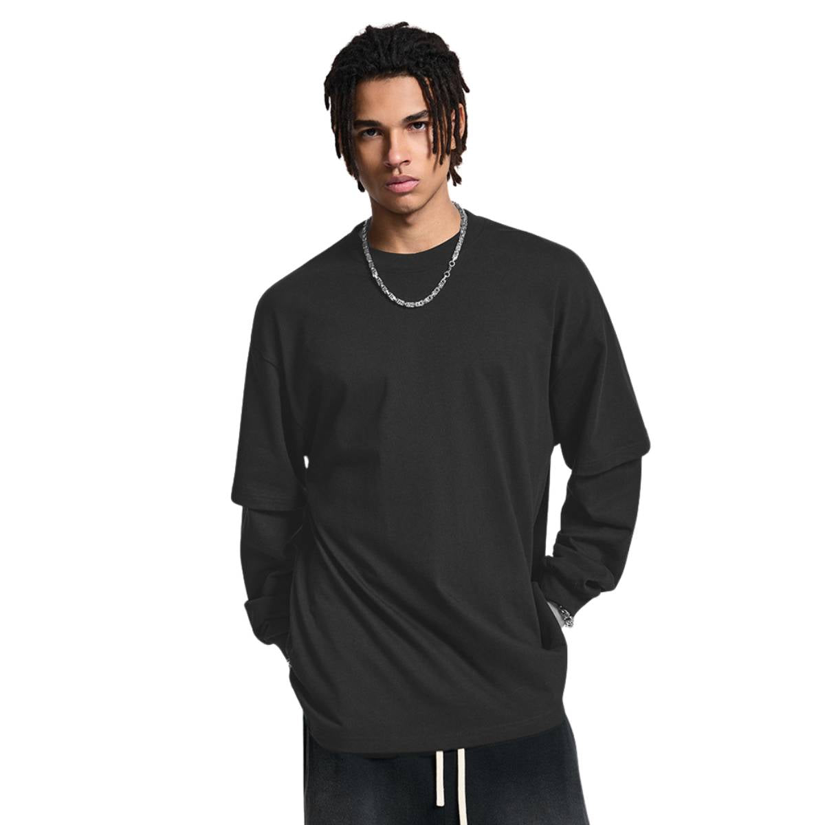 Streetwear Loose Fit Double-Layer Long-Sleeve Tee