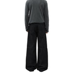 American Retro Black Pleated Jeans