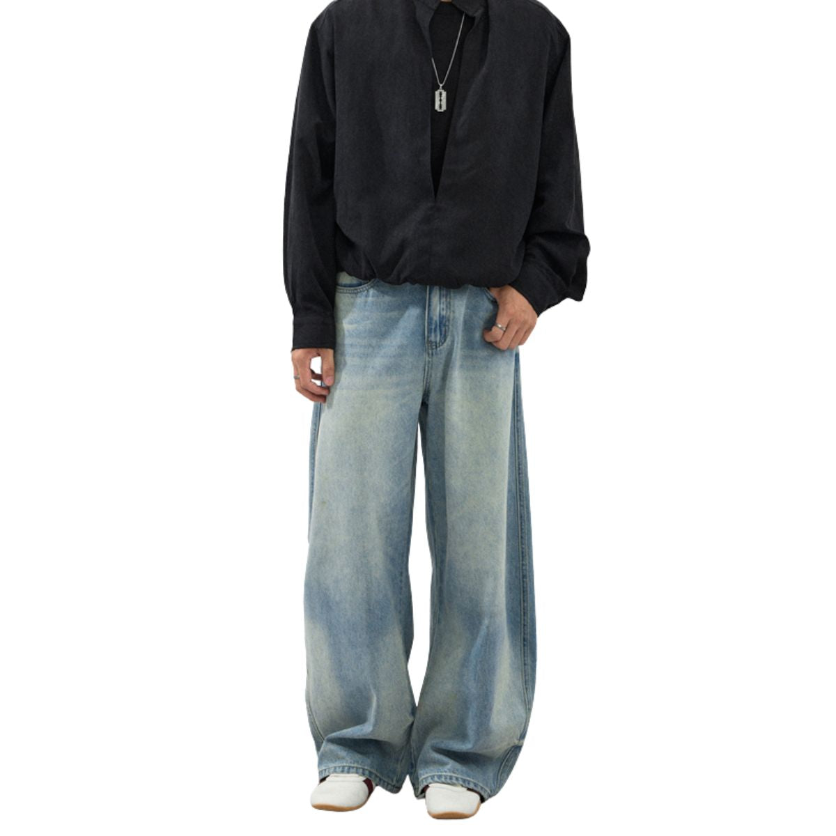 Vintage Light Blue Baggy Wide‑Leg Jeans