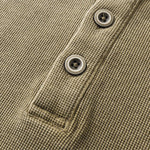 Casual Waffle Fabric Button Neck T-Shirt