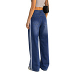 Women's Side Stripe Stretch Wide Leg Jeans