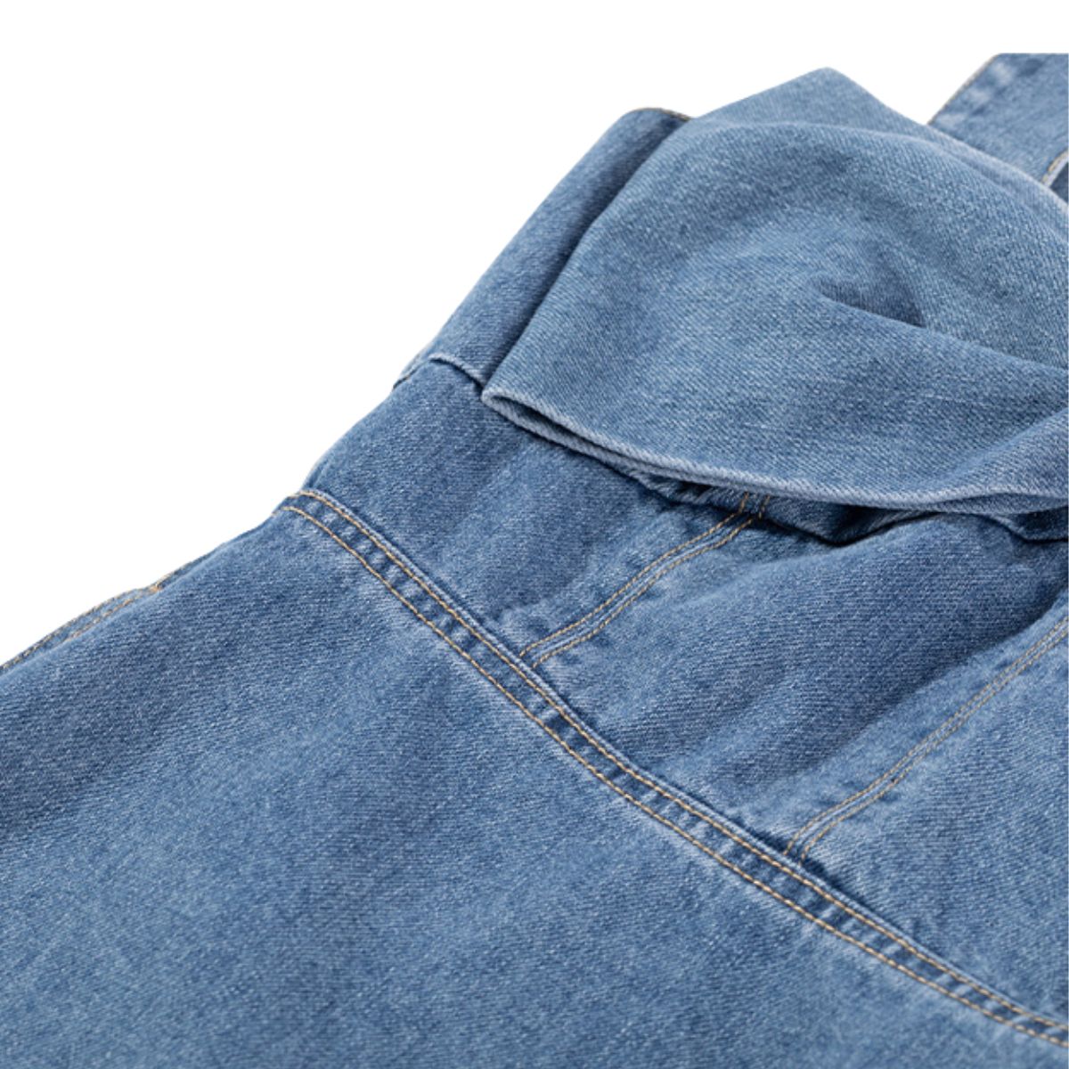 Women's Denim Bow Strappy Mini Dress